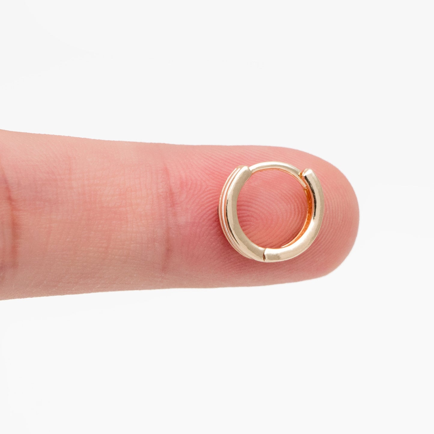 4pcs Gold Enamel Circle Hoop Earrings, 18K Gold plated Brass, Minimalist Huggie Earrings (GB-3717-B)