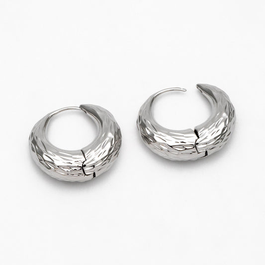 4pcs Gold/ Silver Tone Circle Hoop Earrings, 18K Gold/ Rhodium plated Brass, Chunky Huggie Earrings (GB-4447)