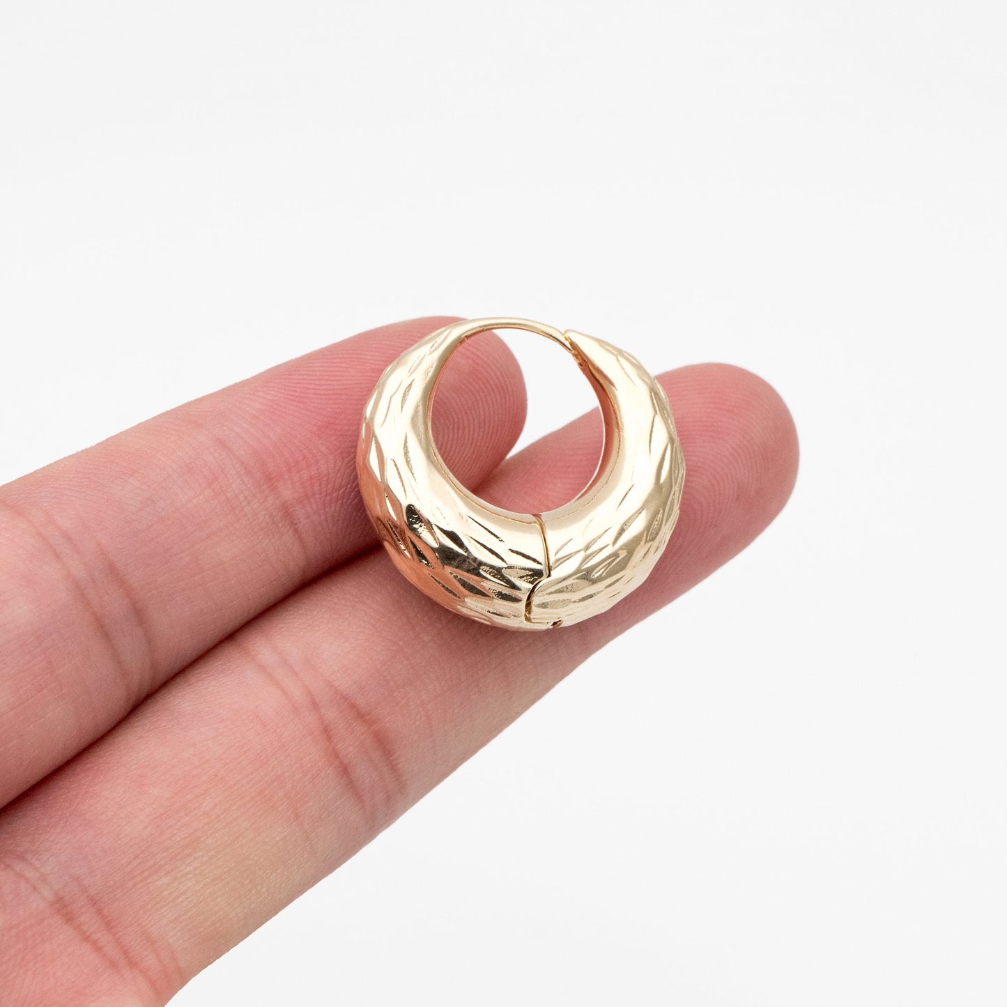 4pcs Gold/ Silver Tone Circle Hoop Earrings, 18K Gold/ Rhodium plated Brass, Chunky Huggie Earrings (GB-4447)