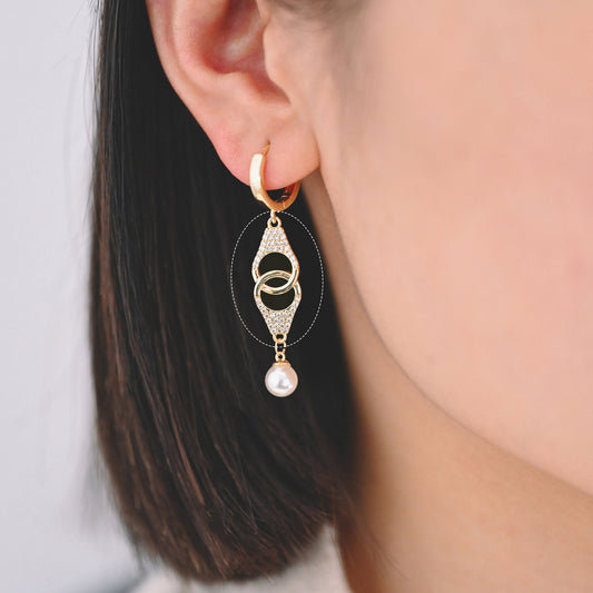 4pcs CZ Pave Gold Handcuff Charm Connectors, Gold Handcuffs Link, Necklace Bracelet Connector (GB-2379)