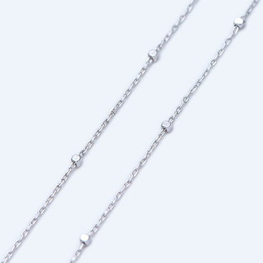 Gold/ Silver Tone Cube Beaded Chains, 0.8mm Cable Chain with 1.3mm Cube Beads, Thin Craft Jewelry Chain (#LK-196)/ 1 Meter=3.3 ft