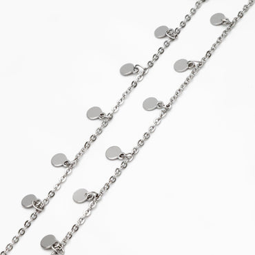 Gold/ Silver Tone Chain with 4mm Round Disc Charms, Real Gold/ Rhodium plated Brass Chain (#LK-458)/ 1 Meter=3.3ft