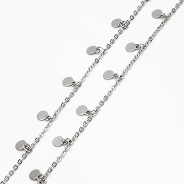 Gold/ Silver Tone Chain with 4mm Round Disc Charms, Real Gold/ Rhodium plated Brass Chain (#LK-458)/ 1 Meter=3.3ft