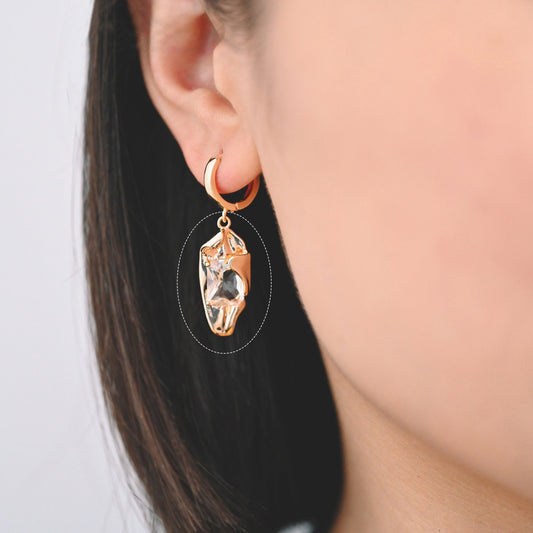 4pcs Glass pave Gold Curly Charms 26x11mm, Gold Plated Brass Drop Pendants (GB-2803)