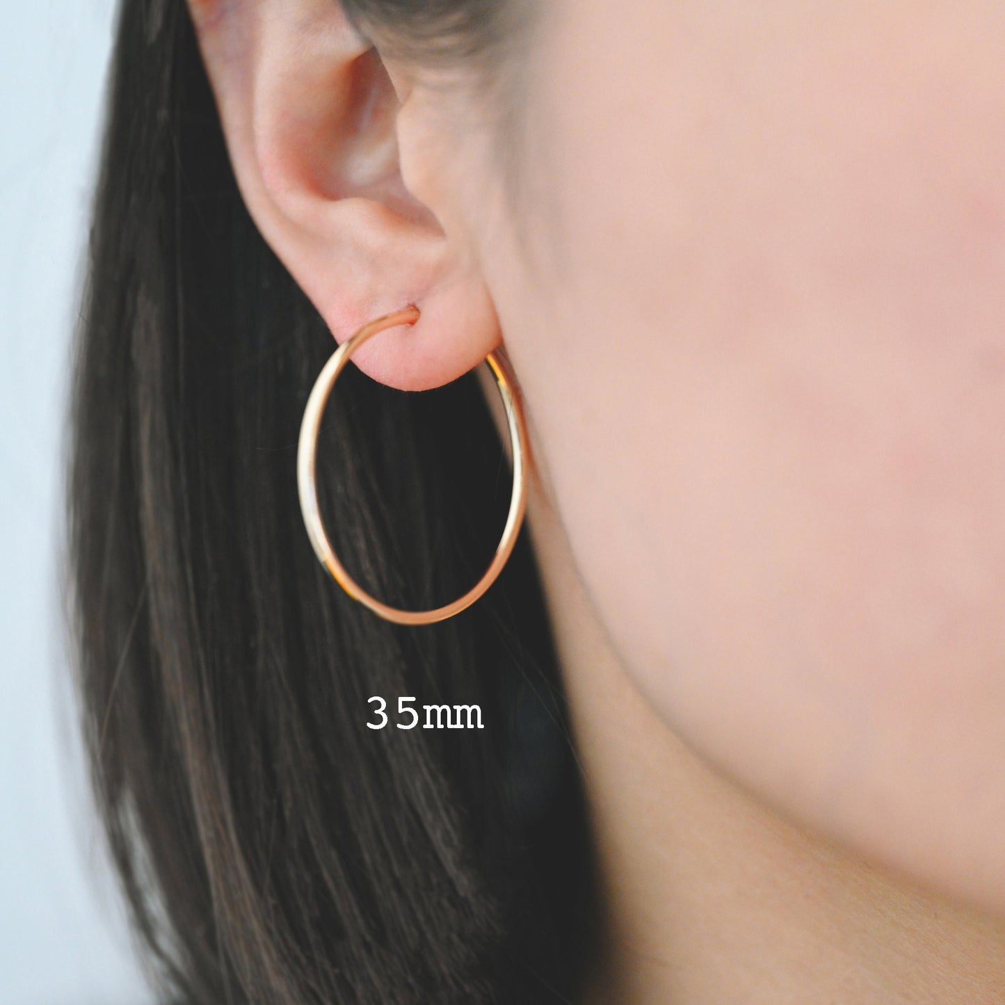 10pcs Gold/ Silver Tone Hoop Earrings, Size 15/ 20/ 25/ 30/ 35/ 40/ 45mm by 1.5mm Thick, Huggie Minimalist Earrings (GB-2812)