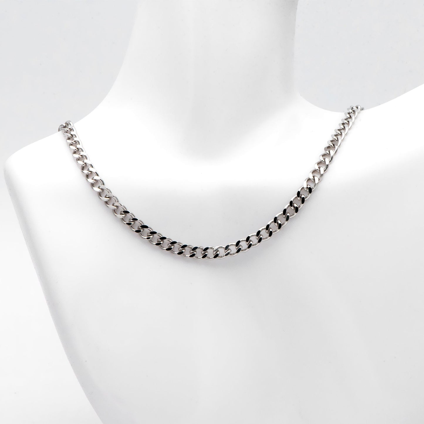 Gold/ Silver Tone Flat Curb Chain 4mm, 18K Gold/ Rhodium Plated Brass, Strong Curb Chain (#LK-429)/ 1 Meter=3.3 ft