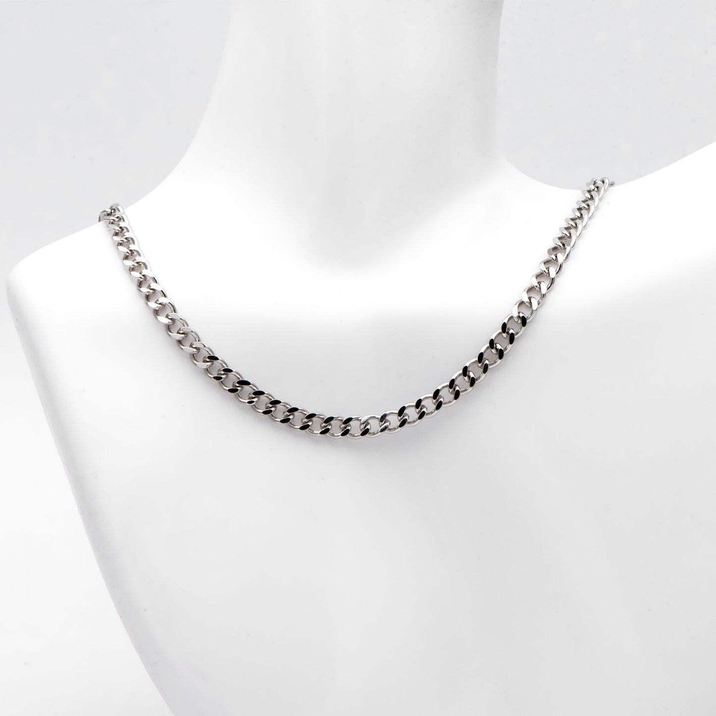 Gold/ Silver Tone Flat Curb Chain 4mm, 18K Gold/ Rhodium Plated Brass, Strong Curb Chain (#LK-429)/ 1 Meter=3.3 ft