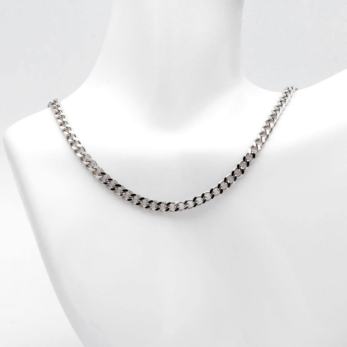 Gold/ Silver Tone Flat Curb Chain 4mm, 18K Gold/ Rhodium Plated Brass, Strong Curb Chain (#LK-429)/ 1 Meter=3.3 ft