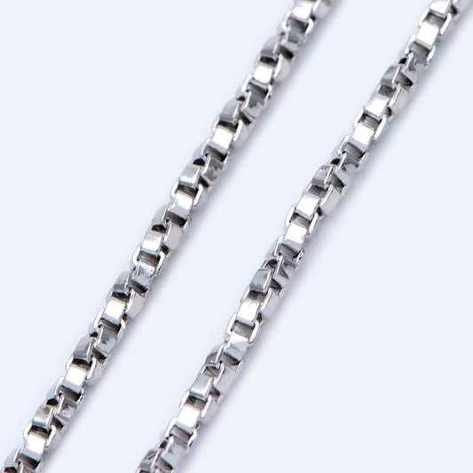 Gold/ Silver Tone Twisted Box Chains 1.8mm, Gold/ Rhodium plated Brass Box Chain Wholesale (#LK-234)/ 1 Meter=3.3 ft