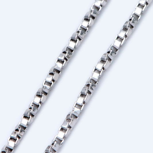 Gold/ Silver Tone Twisted Box Chains 1.8mm, Gold/ Rhodium plated Brass Box Chain Wholesale (#LK-234)/ 1 Meter=3.3 ft
