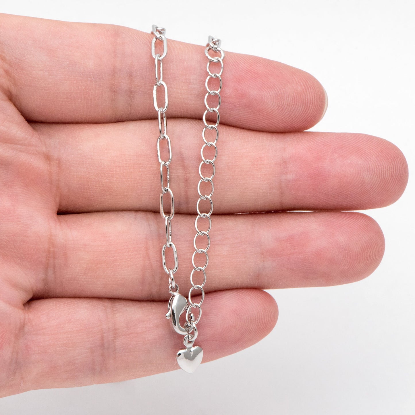 Gold/ Silver tone Paperclip Chains 3mm, Finished Necklace with Extender Chain, Ready to Wear, 16-18 Inch Adjustable (#LK-467)