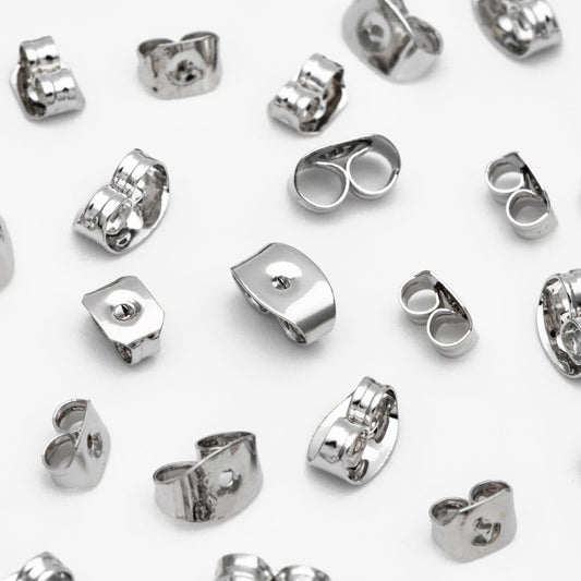 20pcs Silver Ear Nuts, Earring Back Stoppers 5mm/ 7mm, Rhodium plated Brass Jewelry Findings Wholesale (#GB-237)