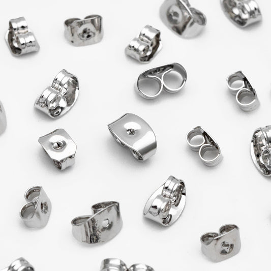 20pcs Silver Ear Nuts, Earring Back Stoppers 5mm/ 7mm, Rhodium plated Brass Jewelry Findings Wholesale (#GB-142-2)