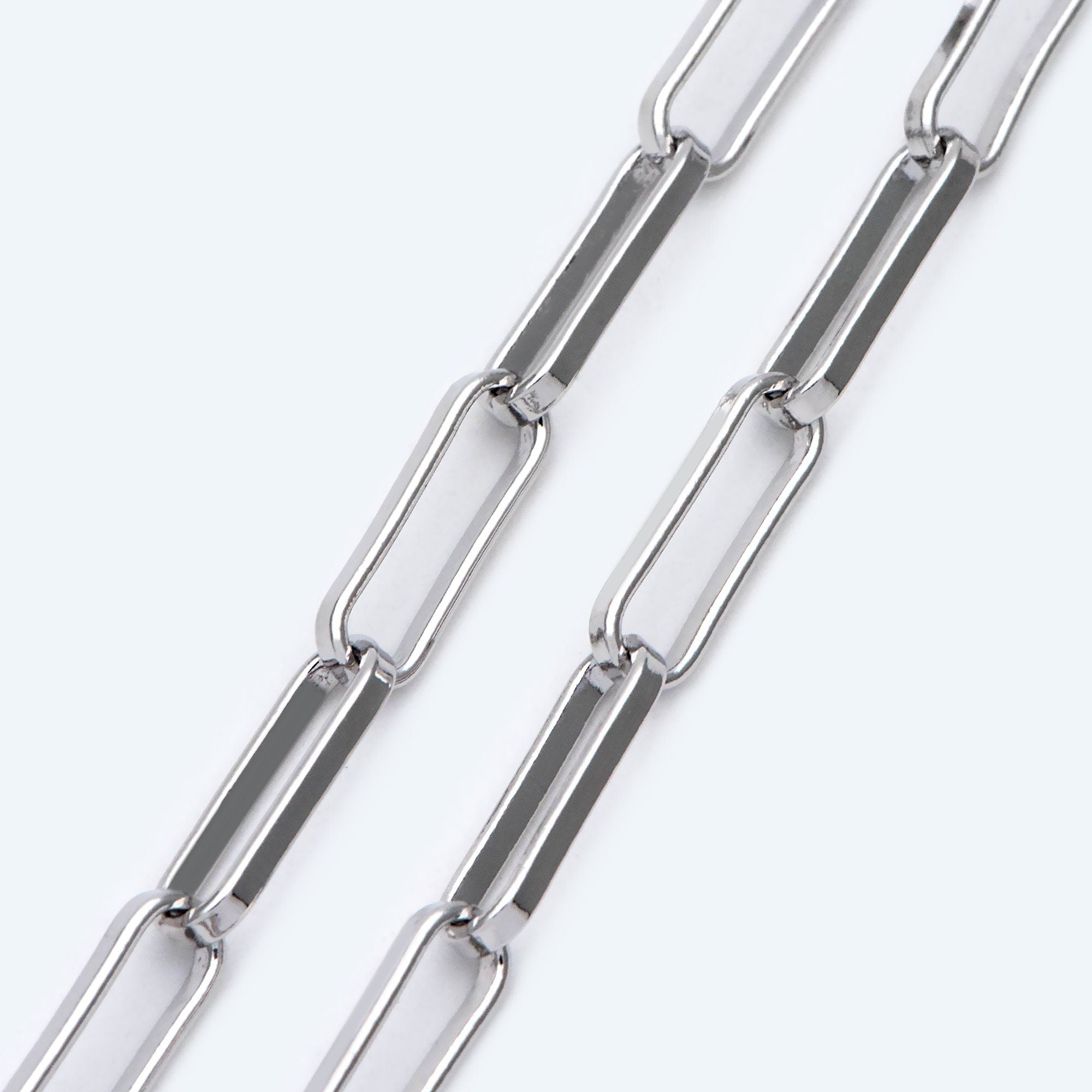 Gold/ Silver Long Oval Chains, Link Size 14.5x4.5mm, 18K Gold/ Rhodium plated Brass, Quality Craft Jewelry Supplies(#LK-475)/ 1 Meter=3.3 ft