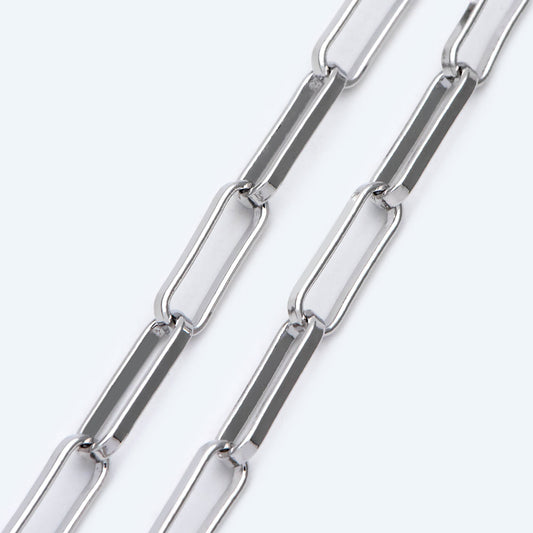 Gold/ Silver Long Oval Chains, Link Size 14.5x4.5mm, 18K Gold/ Rhodium plated Brass, Quality Craft Jewelry Supplies(#LK-475)/ 1 Meter=3.3 ft