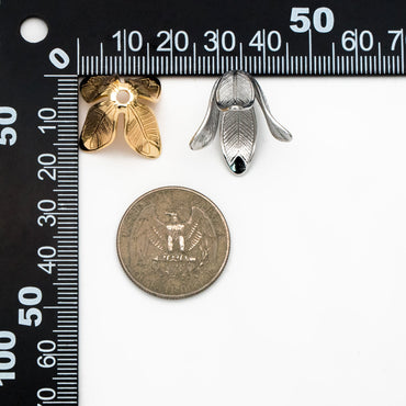 10pcs Gold/ Silver Flower Bead Caps 23x18mm, Gold/ Rhodium plated Brass Floral Tassel Caps (GB-1080)