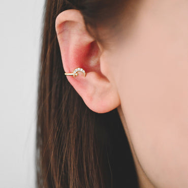 4pcs CZ Pave Moon And Star Nose Cuff, Non Piercing Nose Cuff, Gold plated Brass, Adjustable Fake Nose Rings, Dainty Nose Jewelry (GB-3709-F)