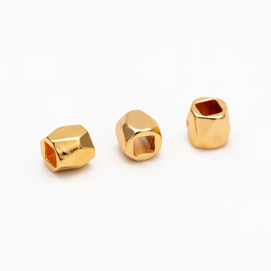 20pcs Gold/ Silver Faceted Spacer Beads 3mm, Real Gold/ Rhodium plated Brass Spacers (GB-247)