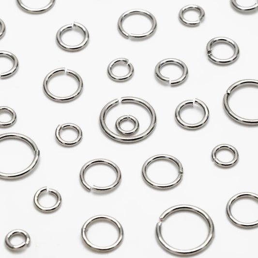 100pcs Silver Open Jump Rings, Rhodium plated Brass Split Rings, Multi Sizes Wholesale (GB-250)