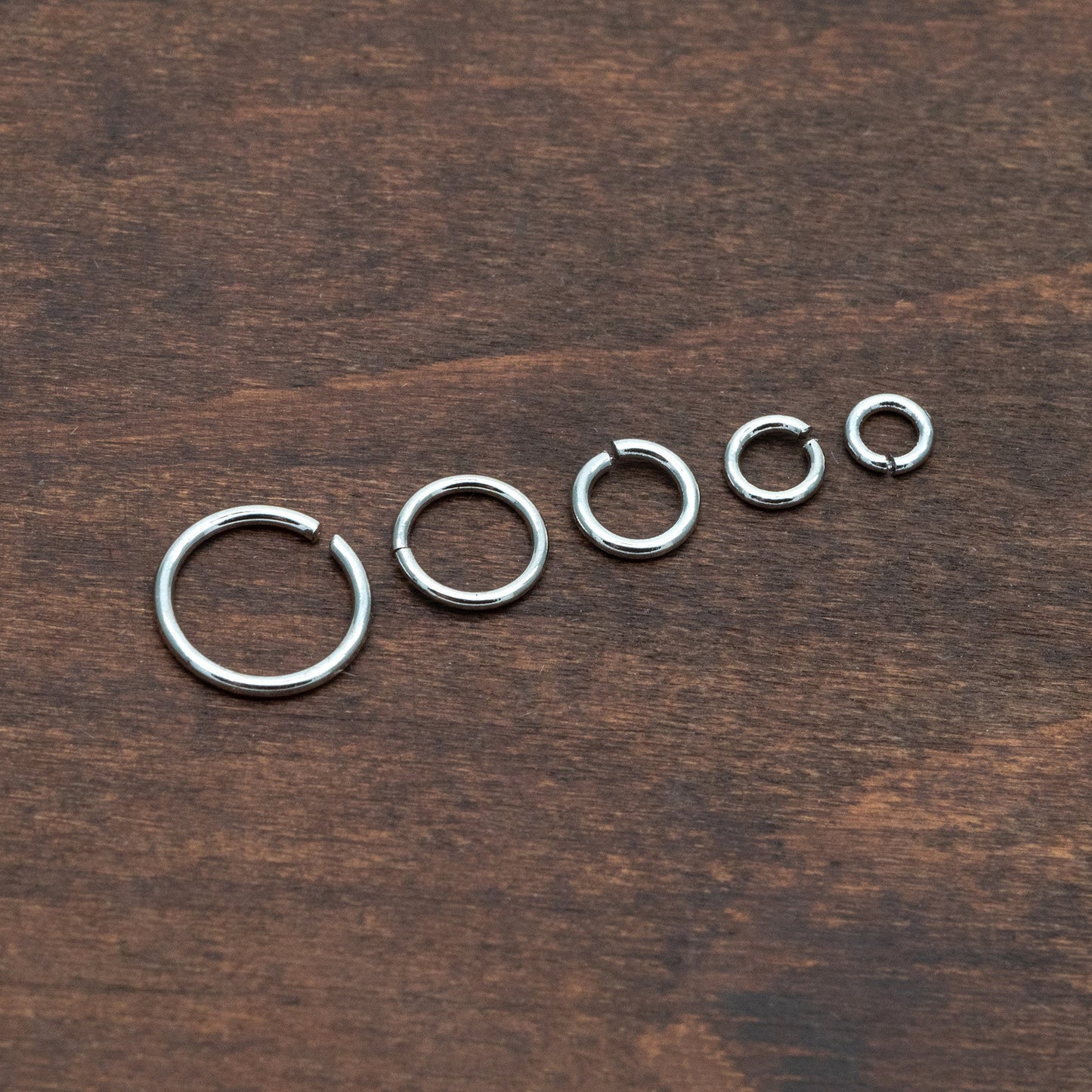 100pcs Silver Open Jump Rings, Rhodium plated Brass Split Rings, Multi Sizes Wholesale (GB-250)