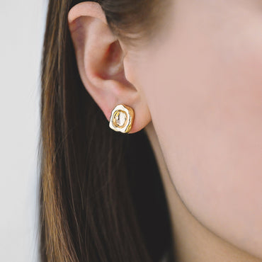 10pcs Gold Irregular Brass Stud Earrings: Minimalist Rectangle Ear Posts (GB-4417)