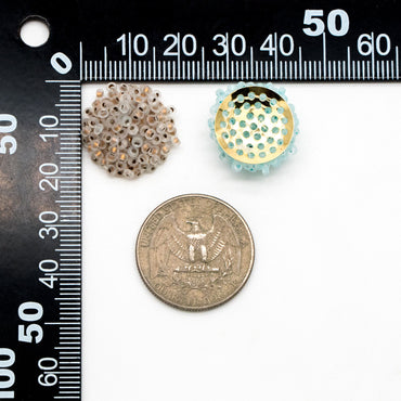 4pcs Seed Glass Beads Cluster 19x9mm, Handmade Beaded Flower Cabochon (FB-054)