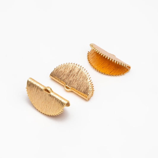 10pcs Brushed Gold Crimp Finding for making Fan Tassels 20x12mm, Gold plated Brass Crimp End Tips (GB-276)