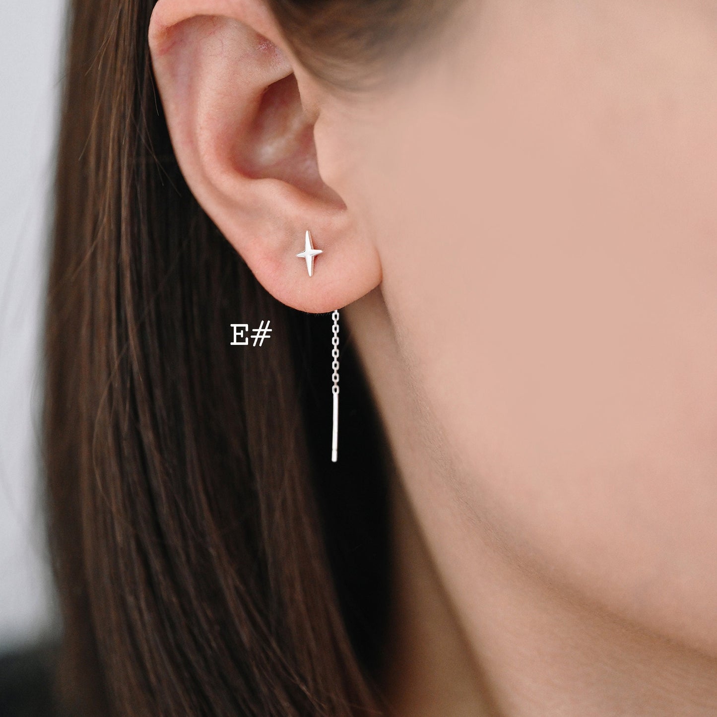 4pcs Heart/ Star/ Clover/ Butterfly/ Cross Sterling Silver Threader Earrings, .925 Silver Cable Chain Earwire Thread (CY-035)