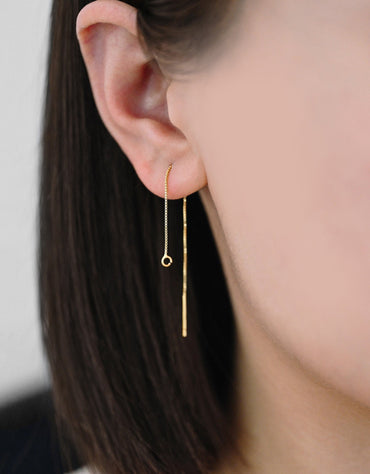 10pcs Sterling Silver Threader Earrings, Gold/ Rhodium, .925 Silver Box Chain, Earwire Thread with Open Jump Ring (CY-004)