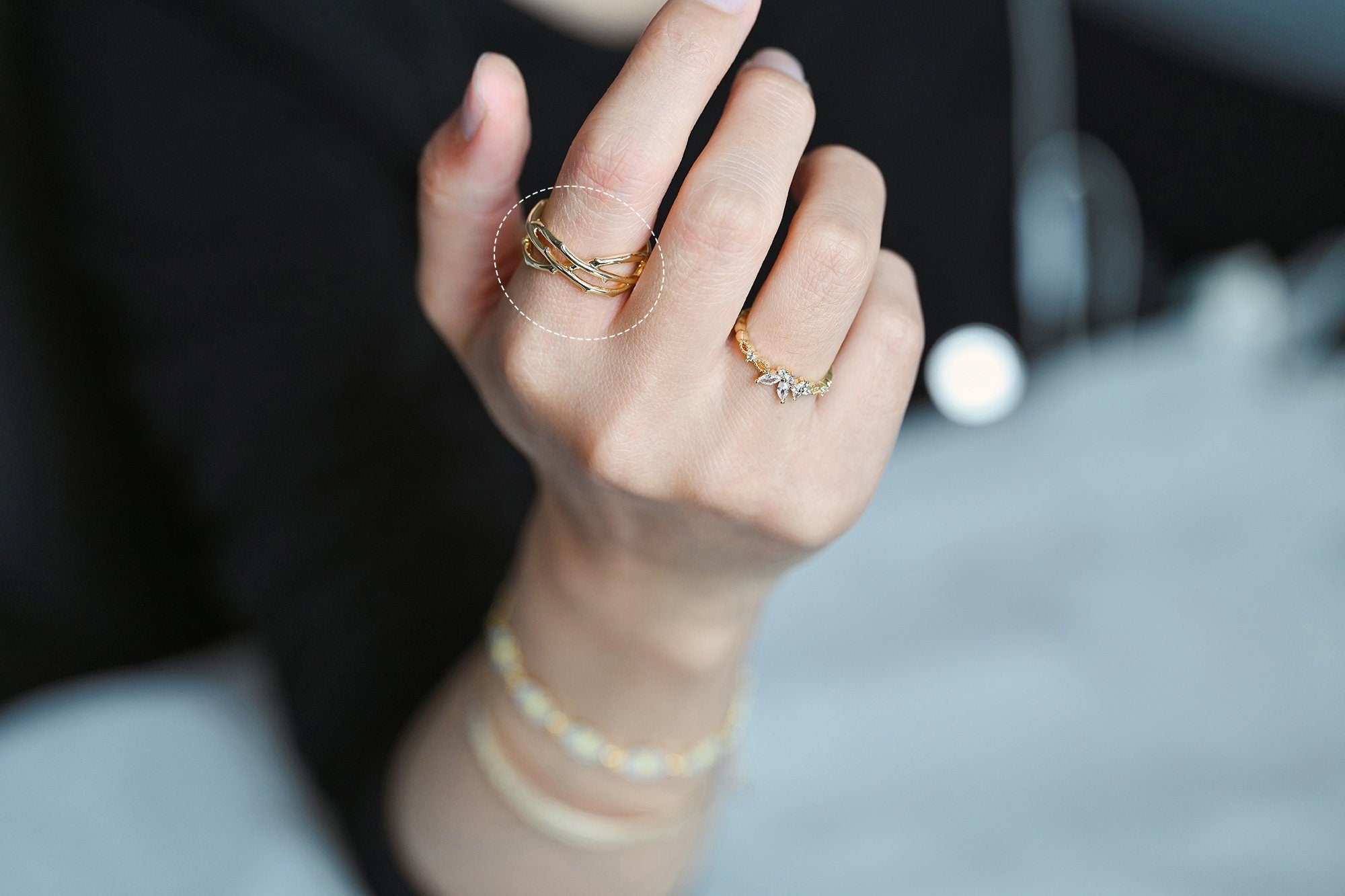Gold Crown of Thorns Ring, Dainty Rings, Modern Style Ring, Fashion Jewelry (#JZ-029-C)