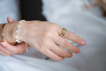 4pcs Gold Plated Chunky Twist Ring- Adjustable Wide Band, Minimalist Finger Ring (#GB-2895)