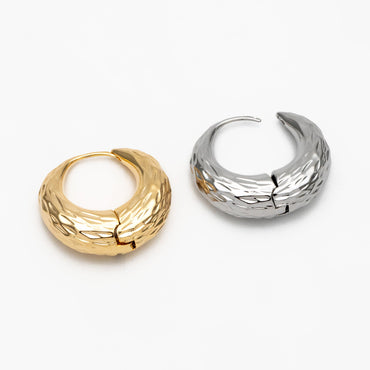 4pcs Gold/ Silver Tone Circle Hoop Earrings, 18K Gold/ Rhodium plated Brass, Chunky Huggie Earrings (GB-4447)