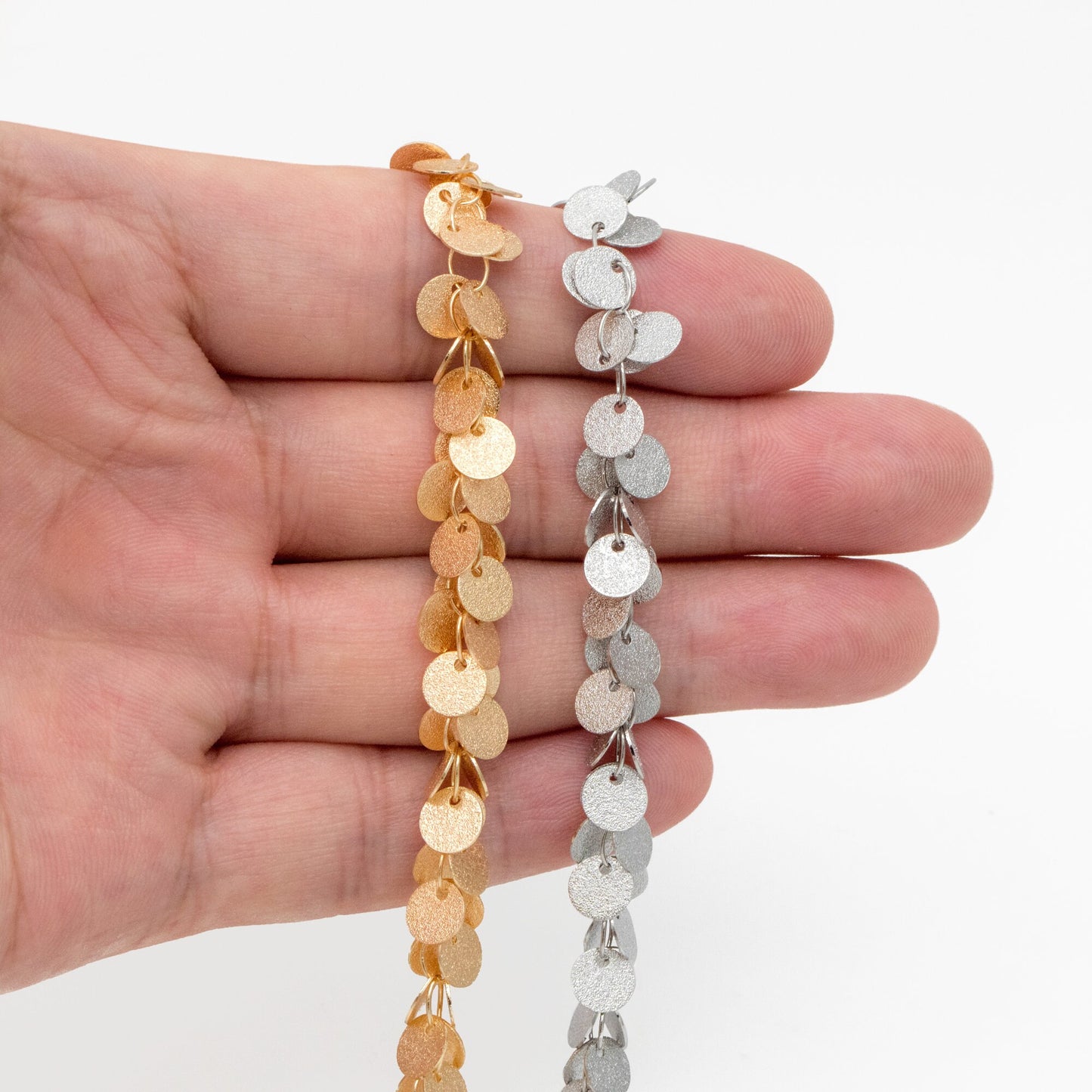 Gold/ Silver tone Round Disc Chains 6mm, Disk Coin Geometric Chain (#LK-212)/ 1 Meter=3.3 feet