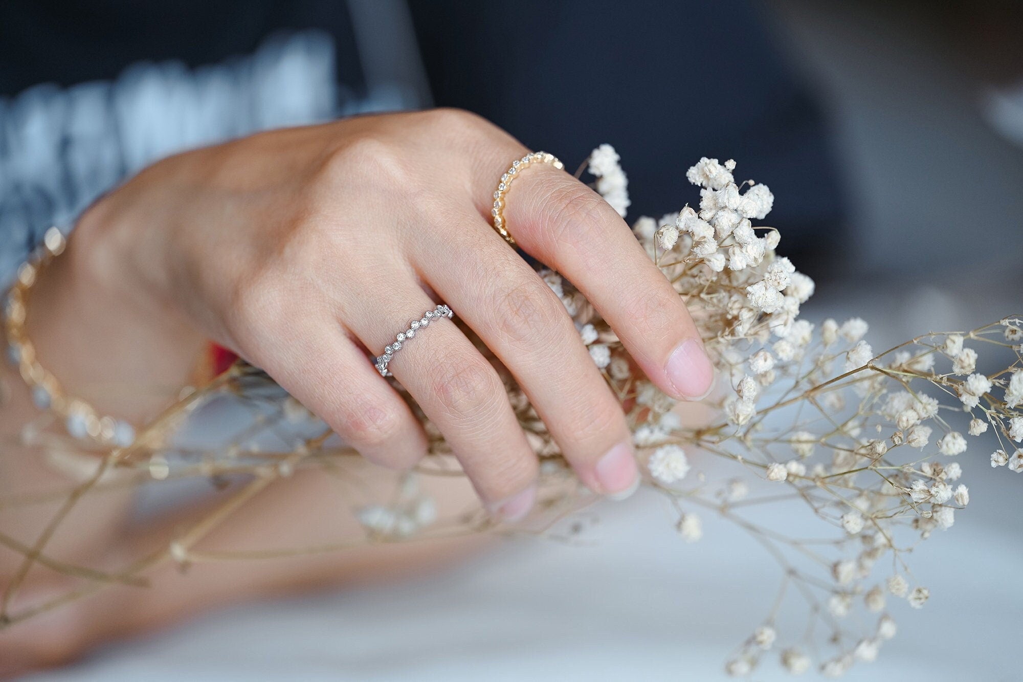 4pcs CZ Pave Finger Ring, Gold/ Rhodium plated Brass, Gift for Her, Stackable Ring, Minimalist Ring(#JZ-028-A)