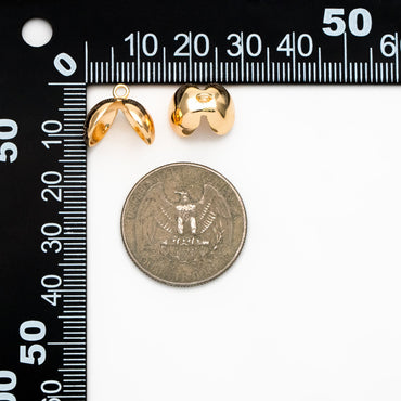10pcs Gold Floral Bead Cap Charms 10mm, Gold plated Brass, Lead Nickel Free (GB-225)