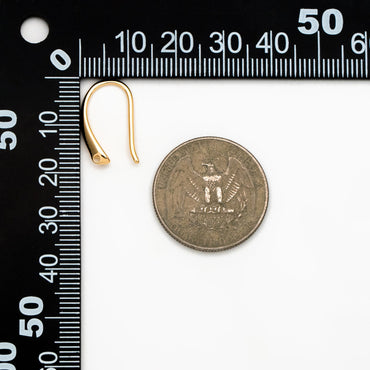 10pcs Gold plated Brass Ear Hooks 19mm, Simple Earwires Earring Hooks (GB-228)