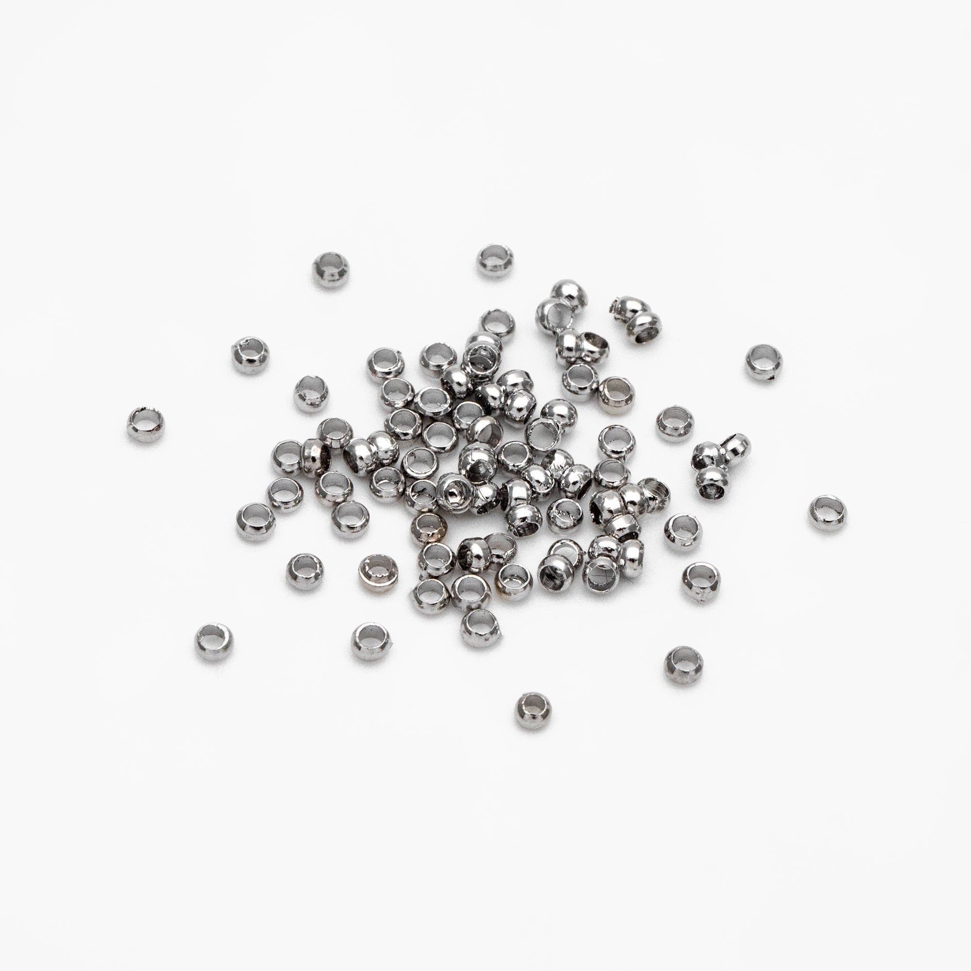 500pcs Gold/ Silver tone Round Crimp Beads 2mm, Gold/ Rhodium plated Brass, Jewelry Making Supplies Wholesale (GB-234)