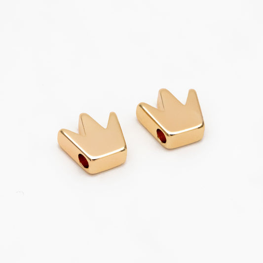 20pcs Gold/ Silver Crown Beads 8mm, 18K Gold/ Rhodium plated Brass Crown Charms, Lead Nickel Free (GB-236)