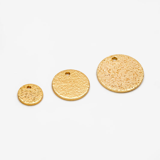 10pcs Gold/ Silver tone Round Disc Charms 8/ 12/ 15mm, Gold/ Rhodium plated Brass Coin Disk Charms (GB-240)