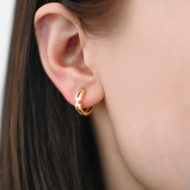 4pcs Gold Hoop Earrings, 14mm, Gold Huggie Earrings, Gold Chain Earrings (GB-3020-C)