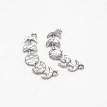 10pcs Gold/ Silver Moon Phases Bar Connectors 32mm, Real Gold/ Rhodium plated Brass Moon Charms (GB-4128)