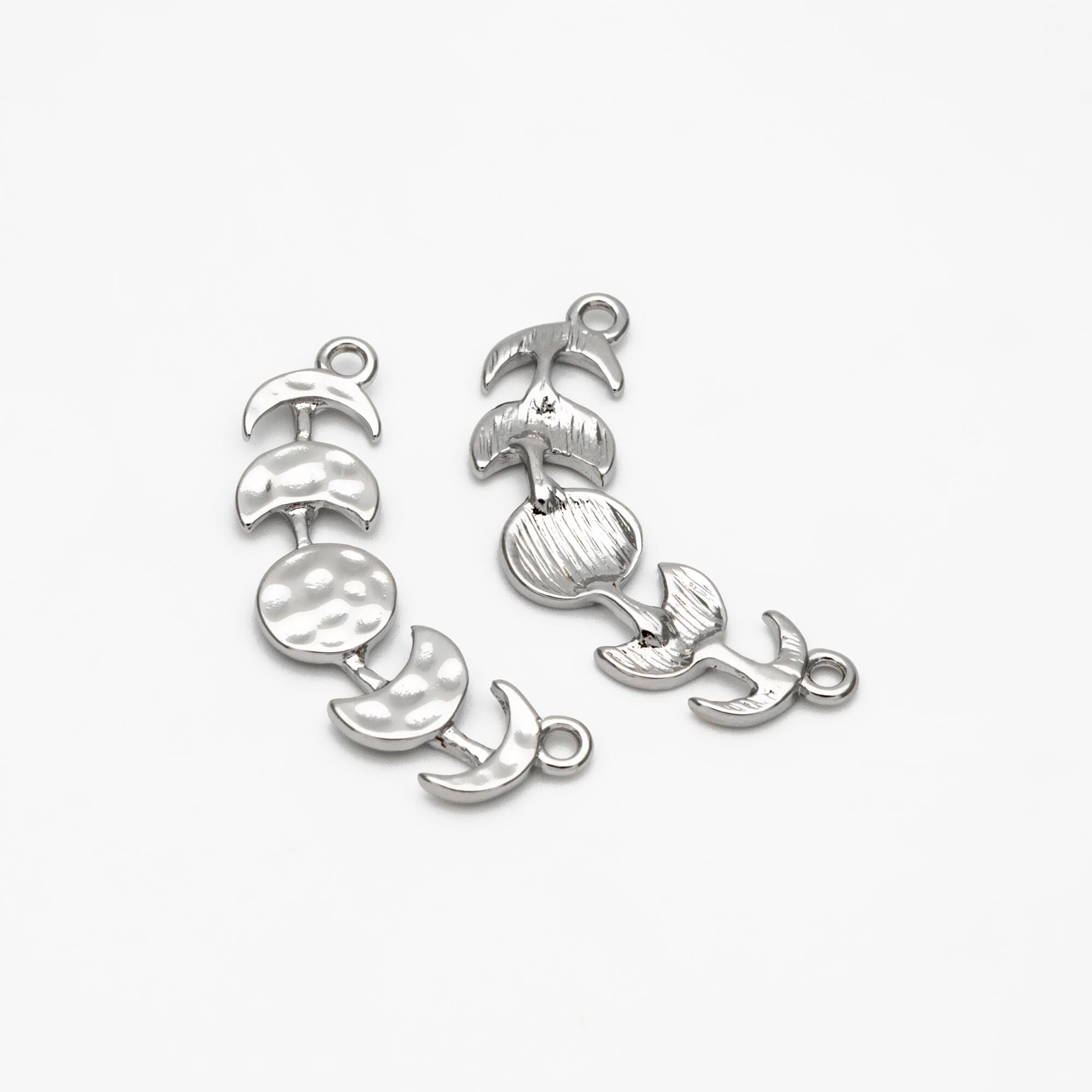 10pcs Gold/ Silver Moon Phases Bar Connectors 32mm, Real Gold/ Rhodium plated Brass Moon Charms (GB-4128)