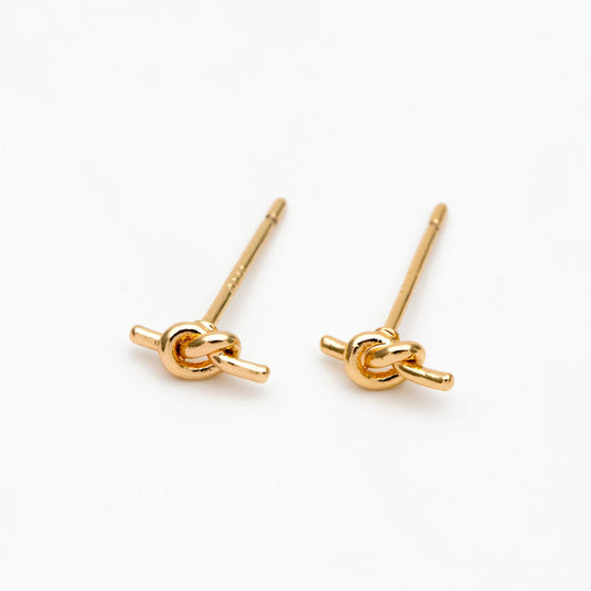 10pcs Gold/ Silver Tone Knot Ear Studs, Real Gold/ Rhodium plated Brass, Minimalist Stud Earrings (GB-4464)