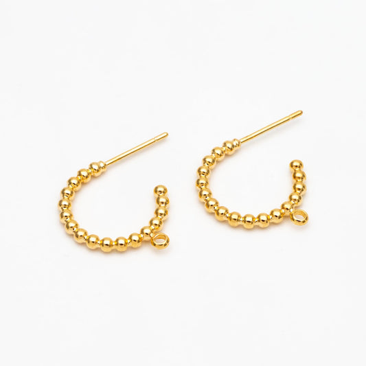 10pcs Gold/ Silver Tone Round Circle Ear Posts, Gold/ Rhodium plated Brass, Geometric Hoop Stud Earrings (GB-4467)