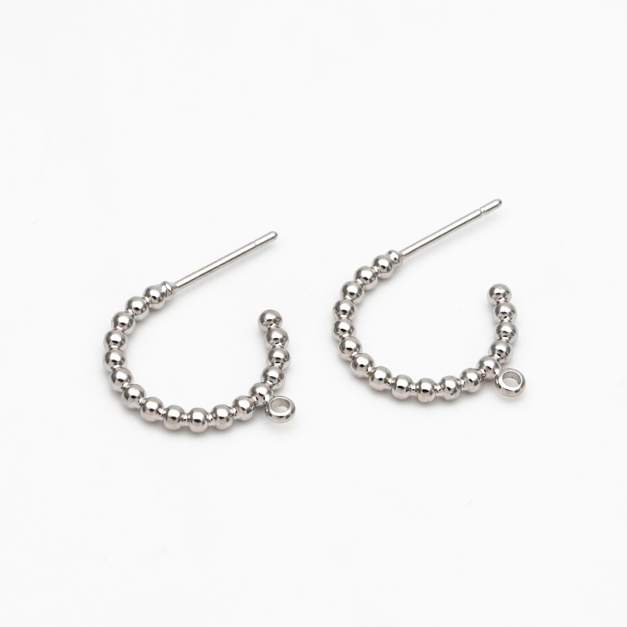 10pcs Gold/ Silver Tone Round Circle Ear Posts, Gold/ Rhodium plated Brass, Geometric Hoop Stud Earrings (GB-4467)