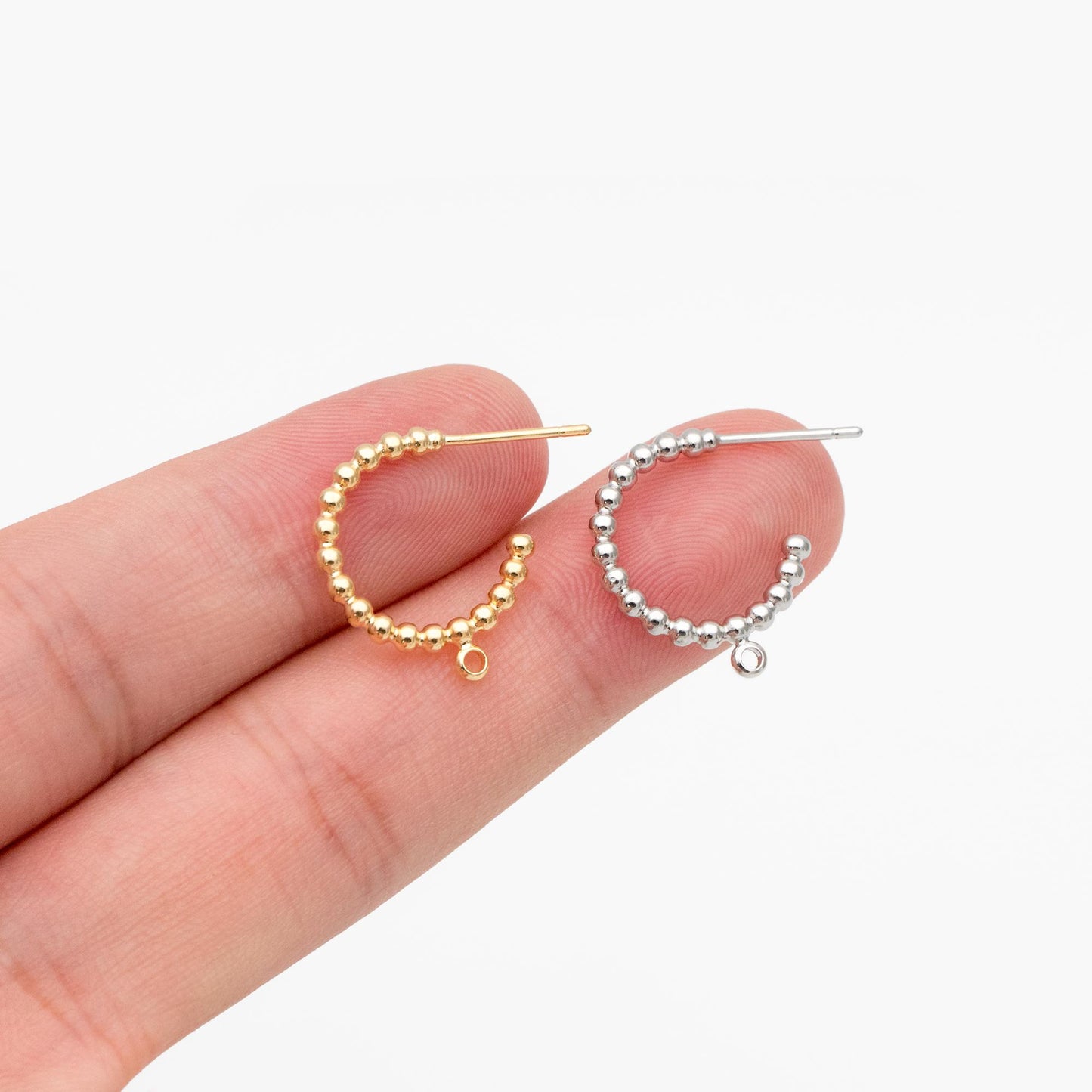 10pcs Gold/ Silver Tone Round Circle Ear Posts, Gold/ Rhodium plated Brass, Geometric Hoop Stud Earrings (GB-4467)