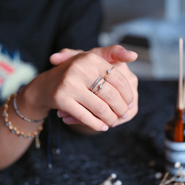 4pcs CZ Pave Gold/ Silver Minimalist Ring, Dainty Ring, Thin Ring, Weeding Ring (#JZ-014-A)