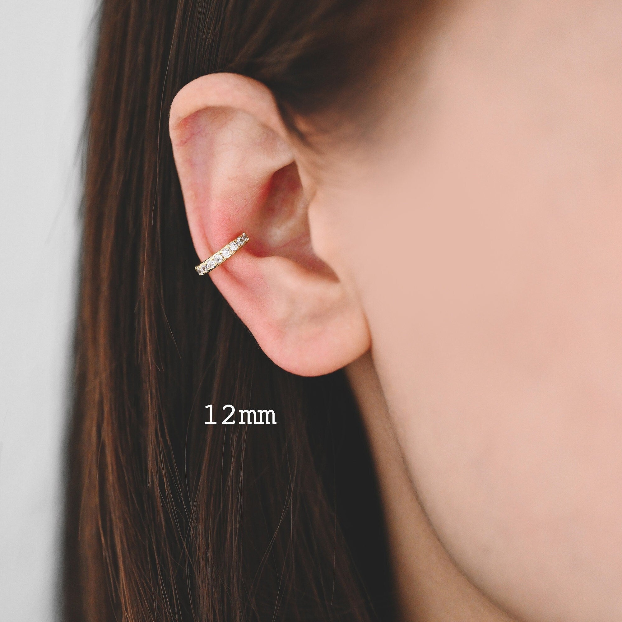 4pcs CZ Pave Ear Cuff 10/ 11/ 12mm, Minimalist Cartilage Earrings, Dainty Earcuff Earring (GB-3568)