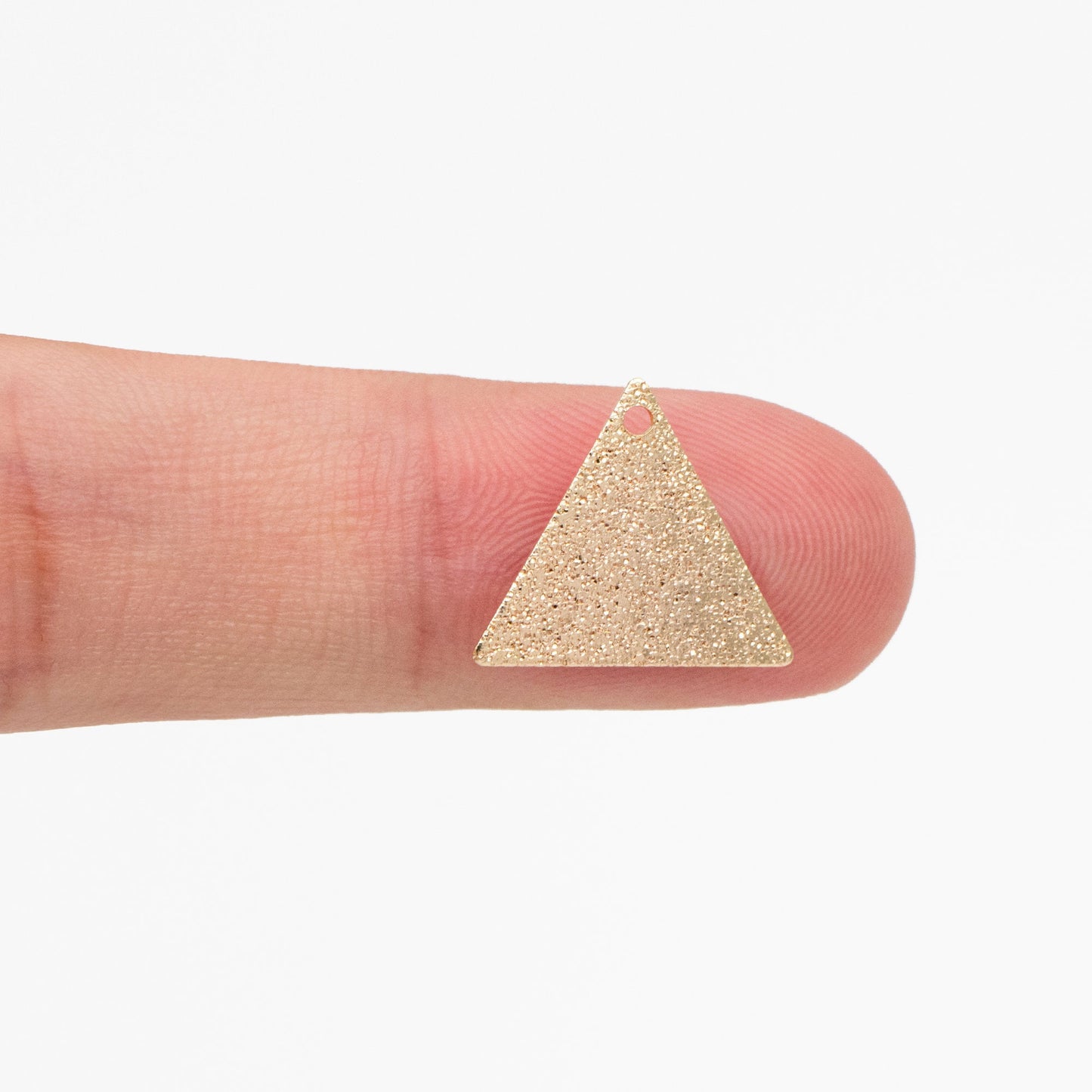 10pcs Gold plated Brass Triangle Charms 15mm, Matte Flat Triangle Disc Pendants (GB-265-B)