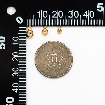 20pcs Gold/ Silver Rondelle Rubber Stopper Beads with Loop, Gold/ Rhodium plated Brass Charm Holder Connector, 3/ 4/ 5mm (GB-248)